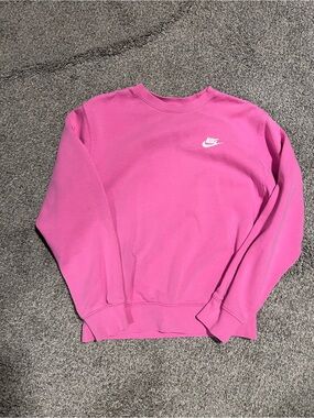 Nike Hot Pink Pullover Sweatshirt with White Logo